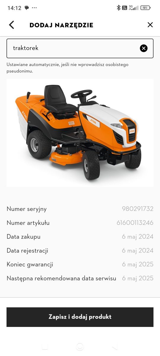 Traktorek Stihl RT 5097.1 Z 16km 2 cyl