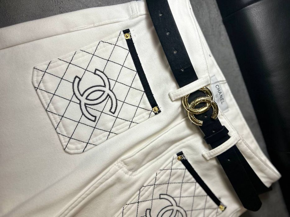 Утеплені джинси Chanel з ременем  прямі преміум якість