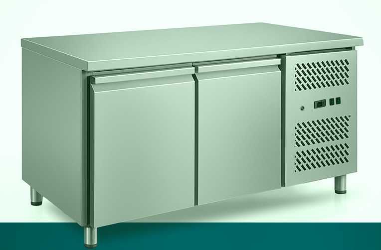 Bancada Frigorífica em aço inox, 2 portas opacas, frio ventilado. NOVA