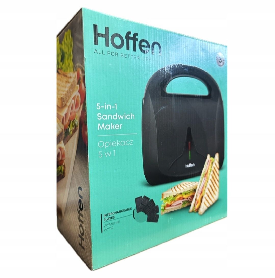 Hoffen Opiekacz do kanapek sandwich toster gofrownica grill 5w1 czarny