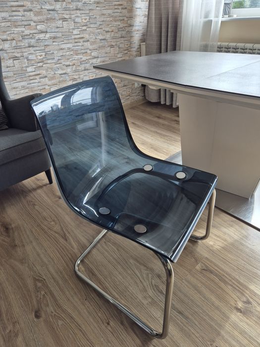 Stół szklany rozkładany 160(210)/95 + 6 krzeseł