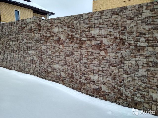 Профнастил стеновой 3D дерево золотой дуб, камень серый 3Д