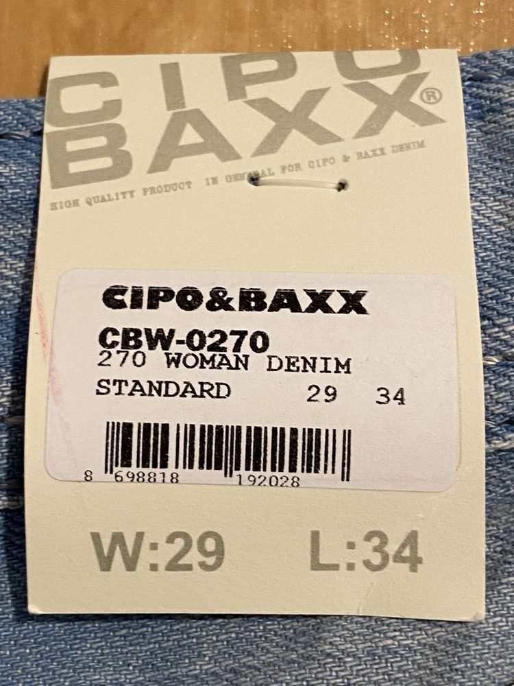 Cipo & baxx W29 L34 damskie spodnie jeansy dżinsy niebieskie nowe