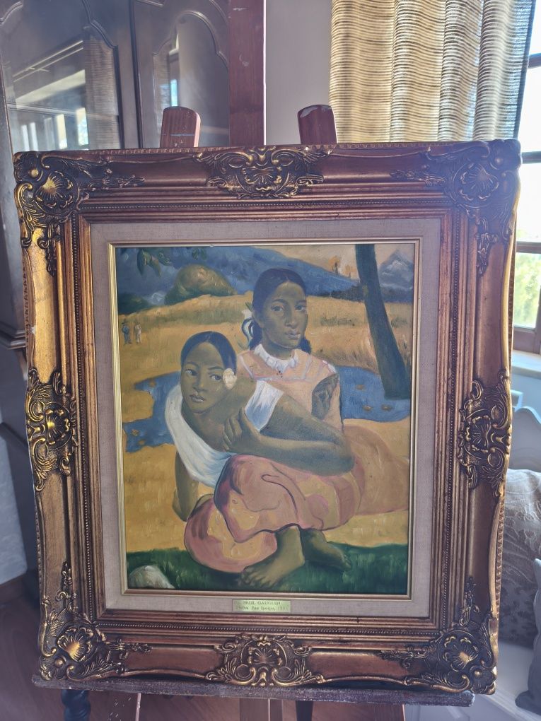 Quadro antigo pintado á mão réplica de gauguin