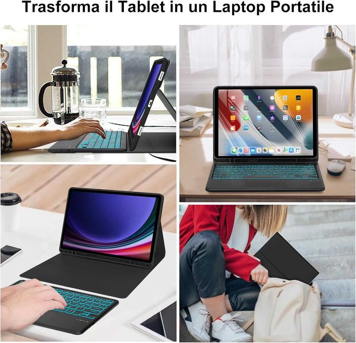 JADEMALL etui klawiatura LED RGB touchpad Samsung Galaxy Tab S9 Ultra