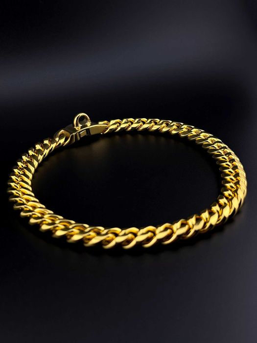 LUKSUSOWY Bardzo Ciężki Łańcuch Dla Psa Platerowany Złotem 16"