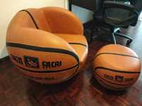 Conjunto poltrona Beisebol giratória com banco