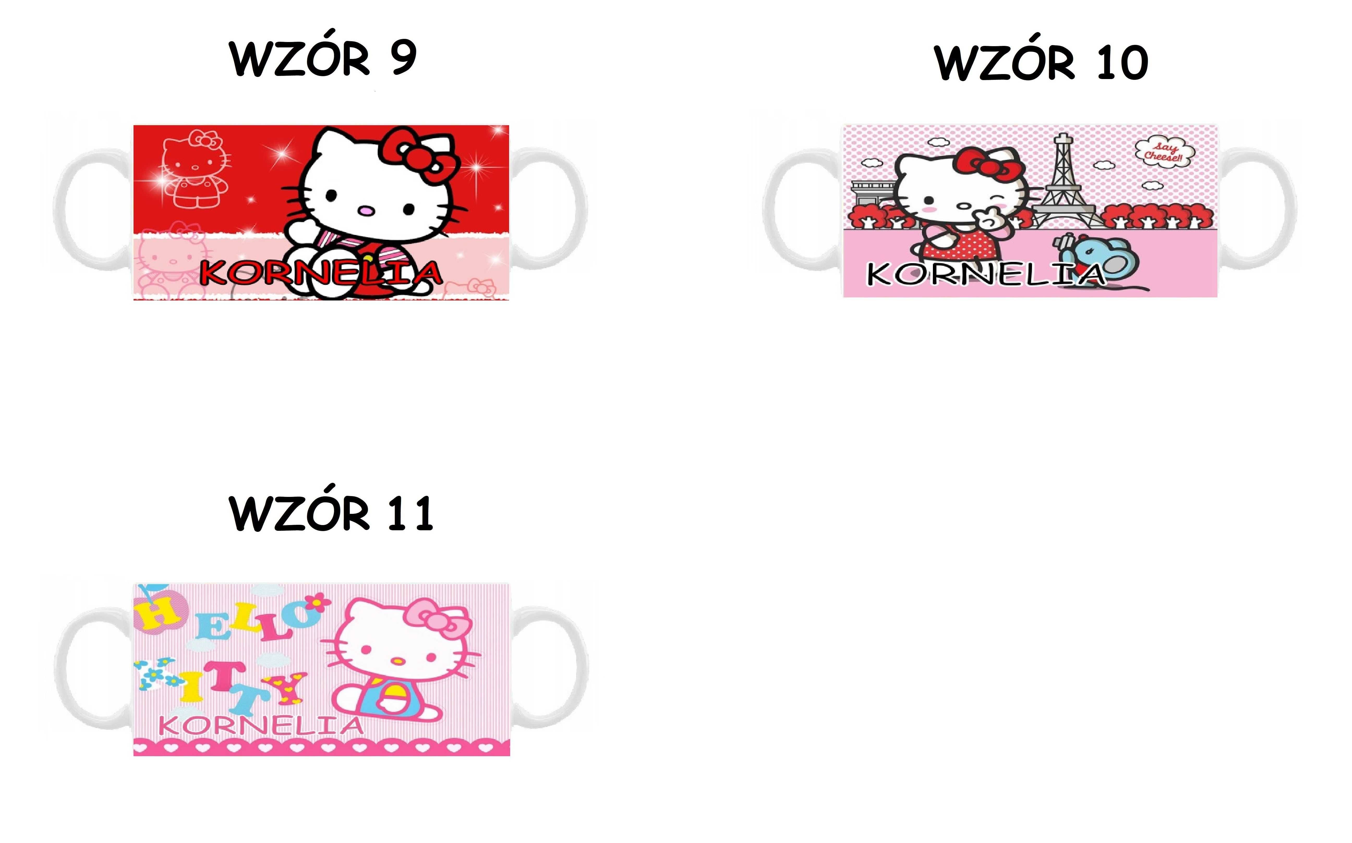 Kubek z nadrukiem Hello Kitty +imię, różne wzory