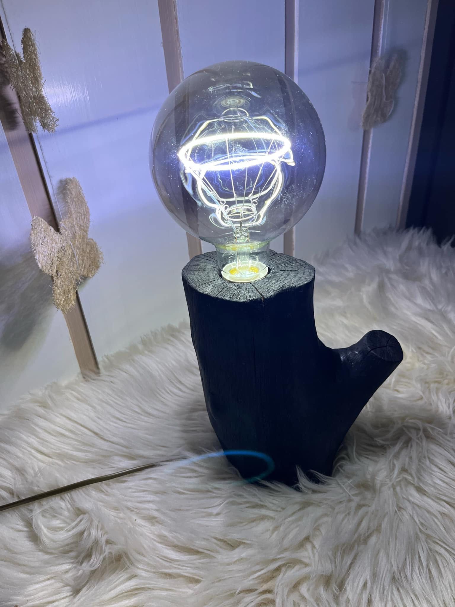 lampka drewniana dębowa rustykalna vintage