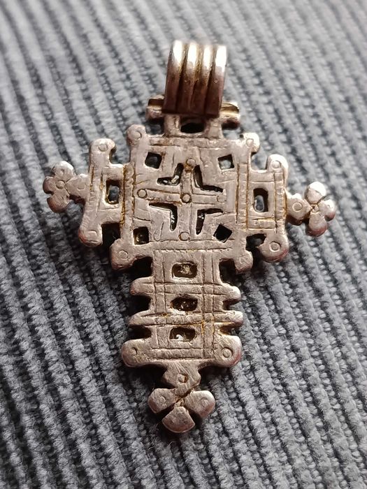 Cruz Prata Testada Copta Etiópia Séc XIX 4,1 cm 6,9 gr. Original