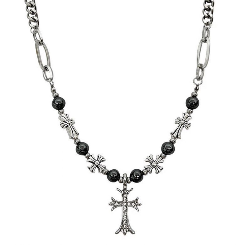 Ожерелье унисекс с крестом в стиле chrome hearts y2k готика