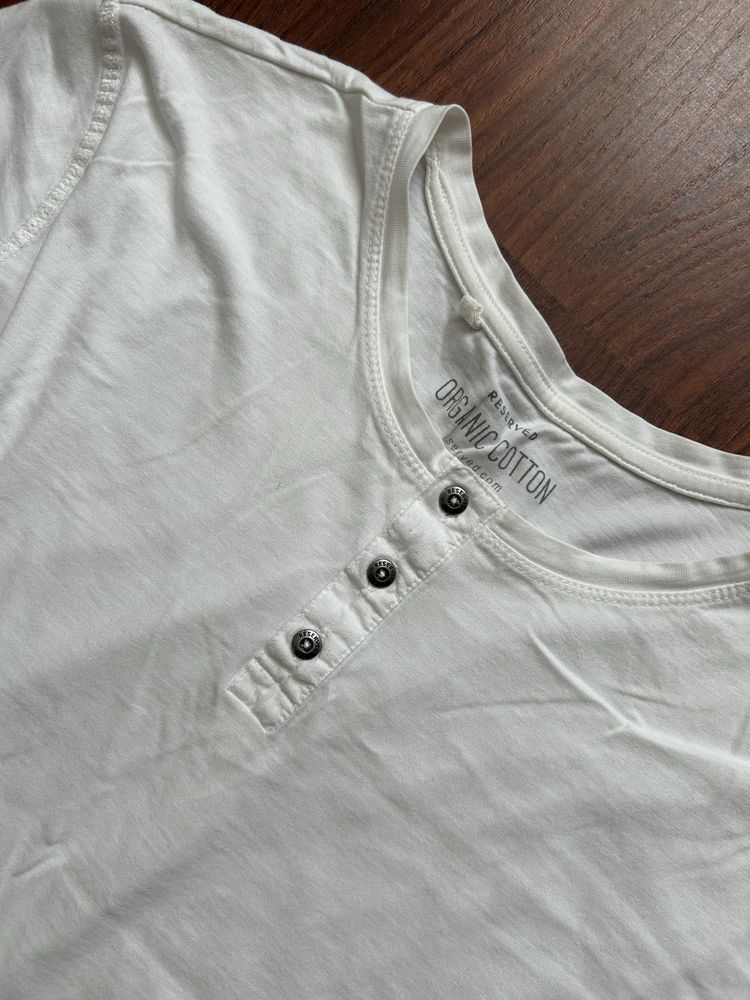 Bluzka XL męska biała reserved basic bawełna bawełniana koszulka