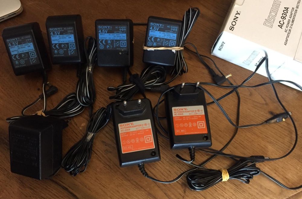 Carregadores 6V 9V e 4.5V SONY Transformadores Minidisc Discman