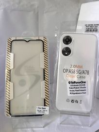 etui przeźroczyste 2mm OPPO A58 5G/A78 5G + szkło hartowane 5D