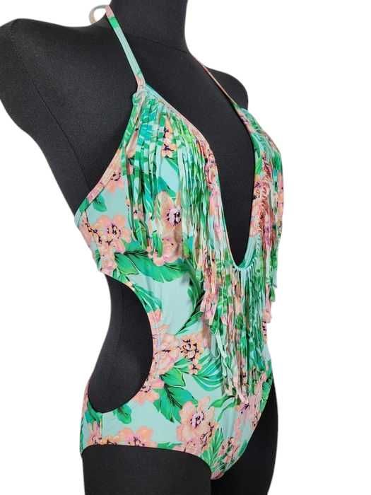 Strój kostium kąpielowy monokini bikini BooHoo 40,L frędzle