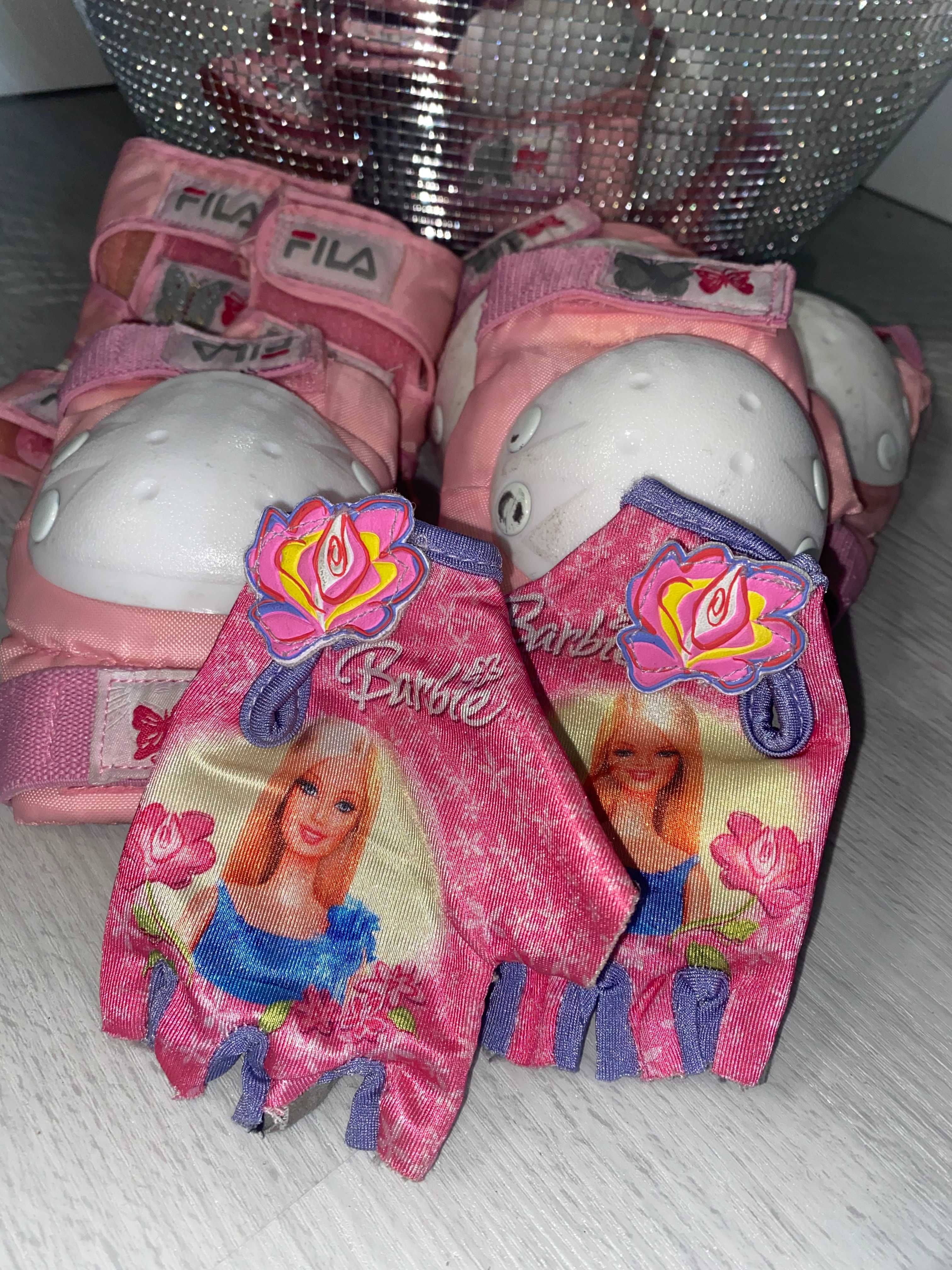 Wrotki Dunlop + ochraniacze Fila + rękawiczki Barbie