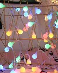 Girlanda Ogrodowa łańcuch kulki kolorowa 50szt 15m ozdoba świecąca led