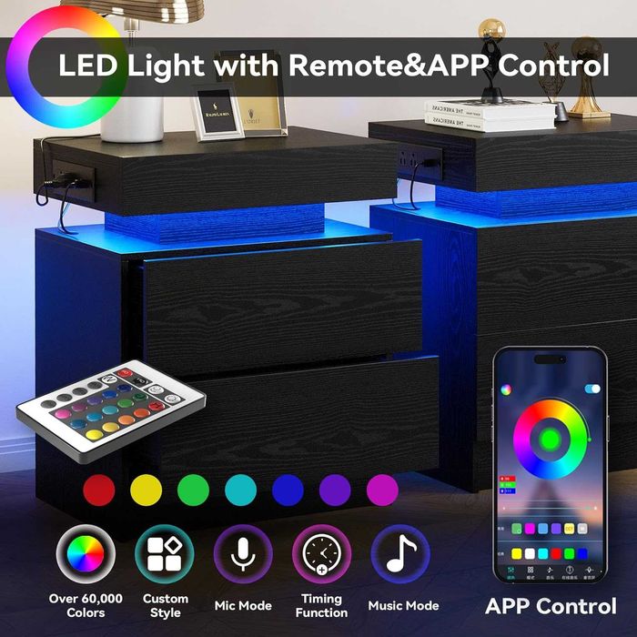 Nowy stolik nocny / nakastlik / szafka / LED / półka !W136!