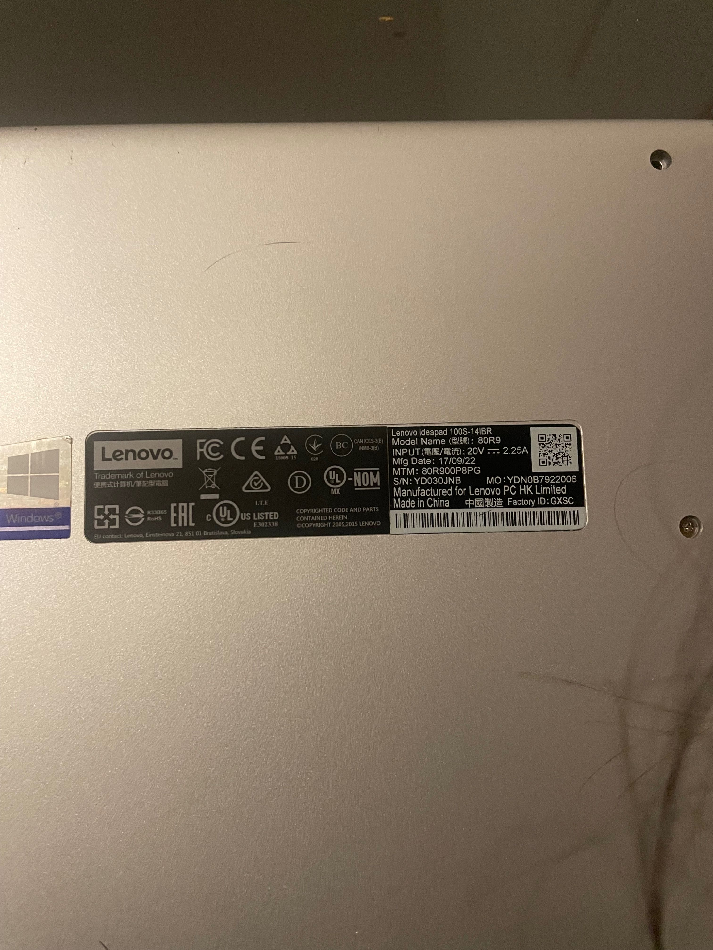 Computador Portátil Lenovo Ideapad 100S-14IBR | 14