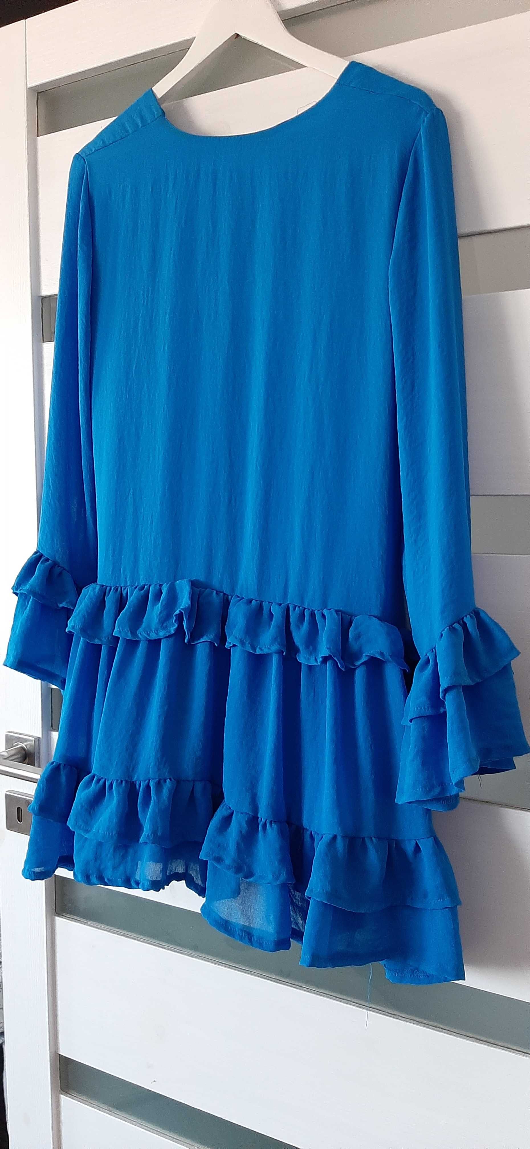 Kobaltowa niebieska sukienka zwiewna roz. uni jakość!
