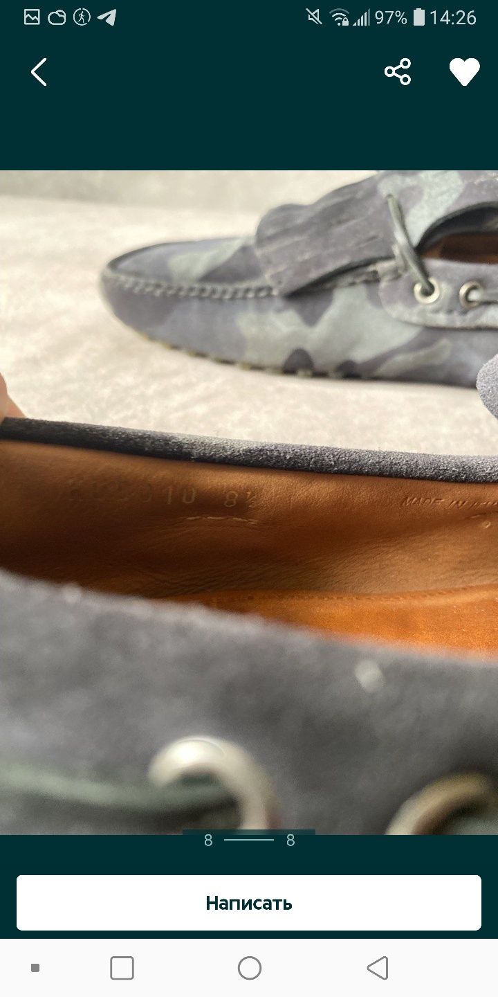 Оригінал шкіряні мокасини Car Shoe (Prada)27.5 см