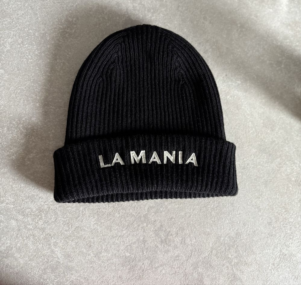 Nowa czapka czarna la mania welna merino + druga czapka gratis nowa