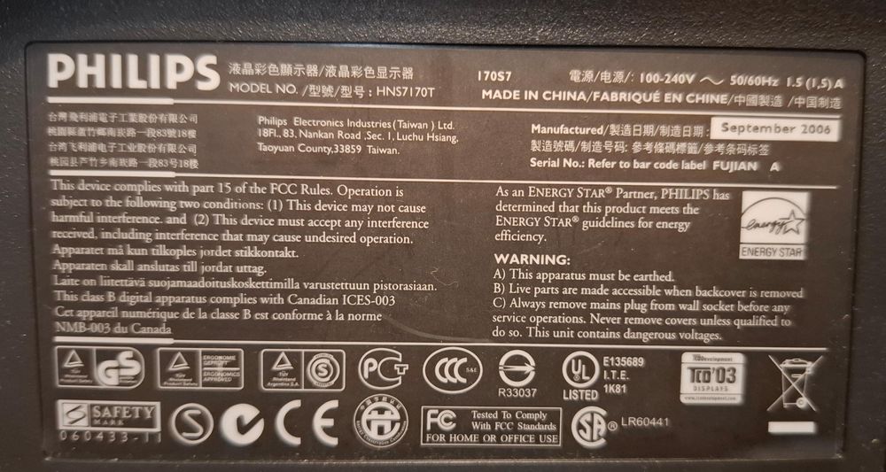 Monitor Philips 17 cali