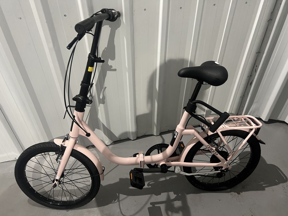 Bicicleta dobravel Rosa com cesto