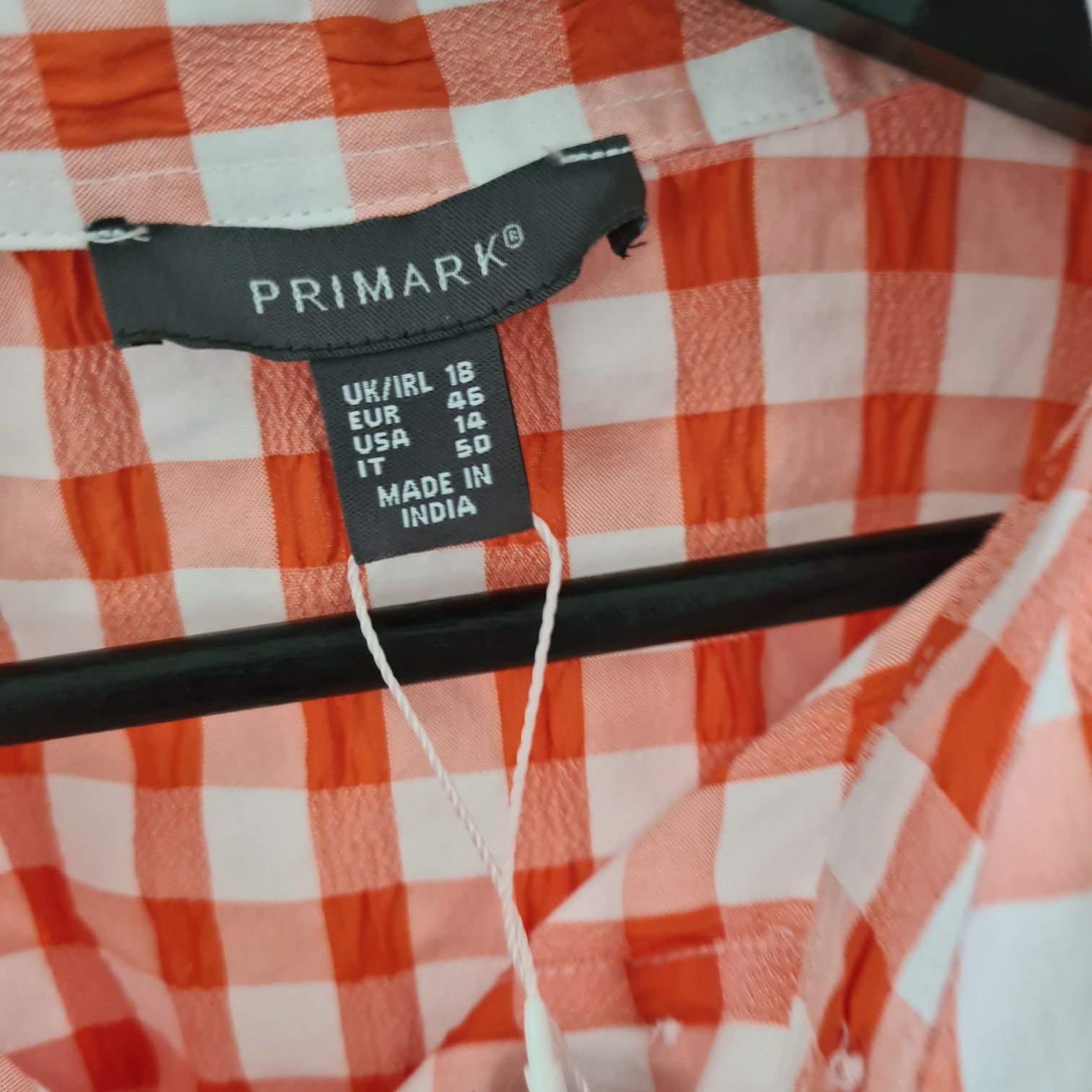 Primark nowa bluzka koszula krótka oversize pomarańczowa kratka 42 44