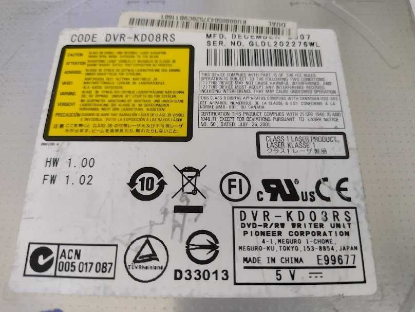 napęd nagrywarka DVD DVR-KD08RS slim ata PIONEER