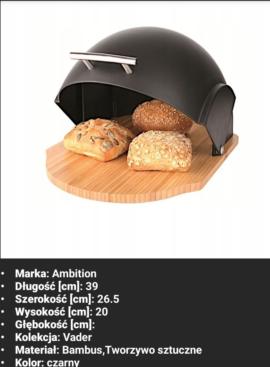 68913 AMBITION Vader chlebak drewniany czarny