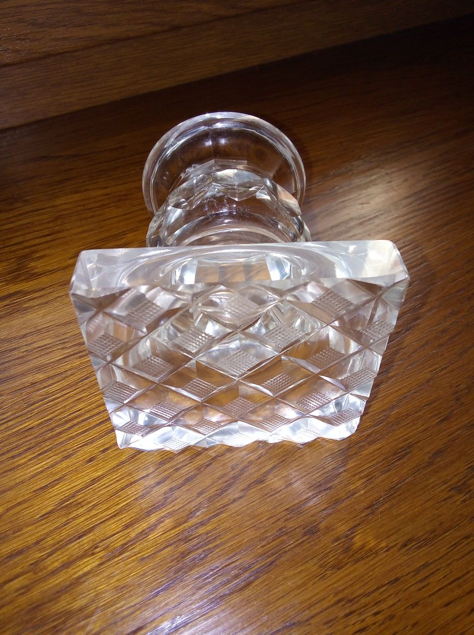 Kryształowy świecznik stare szkło szlifowane antyk