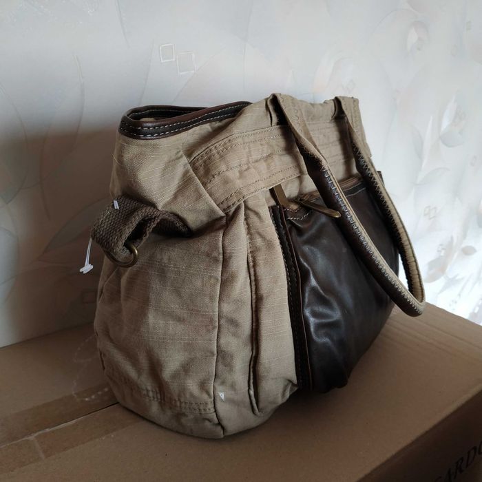 Брезентова сумка з шкіряними вставками
