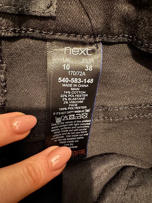 Jeansowa midi spódnica Next 10 38 M cekinowa metki jeans ołówkowa