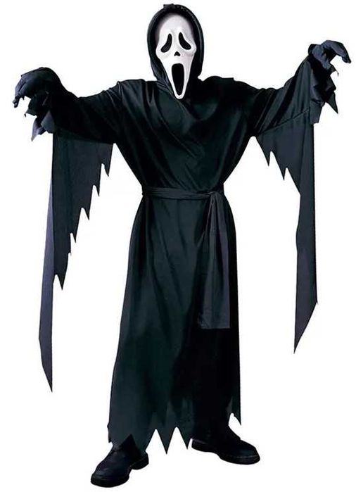 KRZYK strój kostium tunika maska rękawice pas NOWY rozm. 146-164 cm.