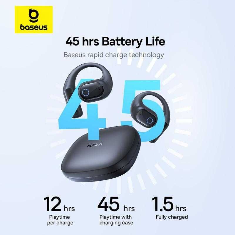 Наушники Baseus Eli 10i Fit Open-Ear TWS Earbuds (чорні та білі)
