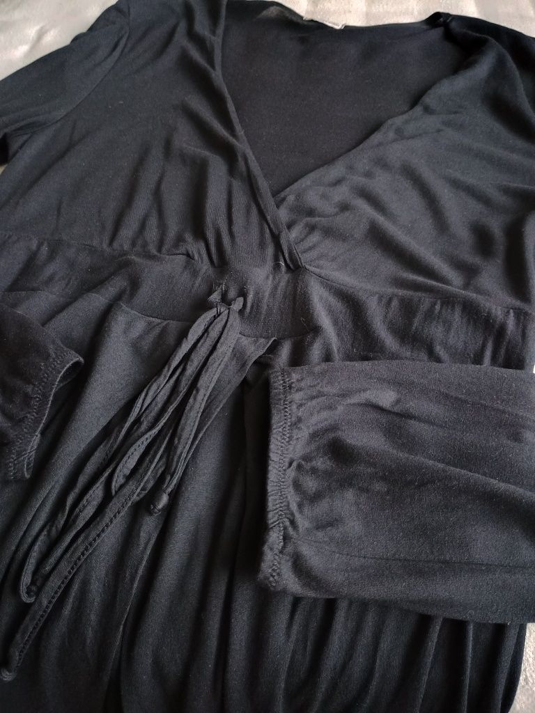 Intimissimi 40 L Tall granatowa letnia sukienka MIDI głęboki dekolt V