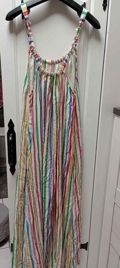 Sukienka maxi ramiączka kolorowe paski xs zara