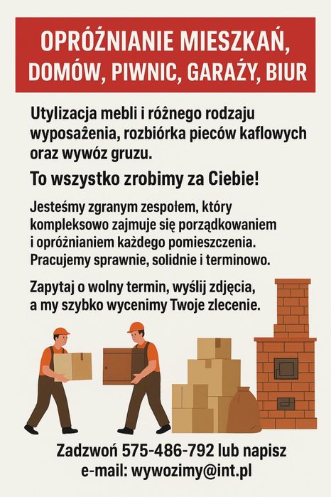 Opróżnianie Mieszkan,Domów,Piwnic,Magazynów