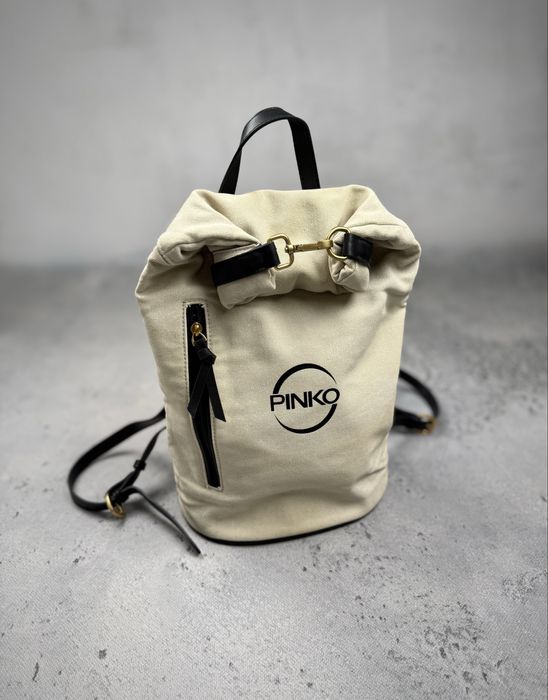 Plecak Pinko | Canvas Roll-Top | Kremowy/Czarny | Idealny na miasto