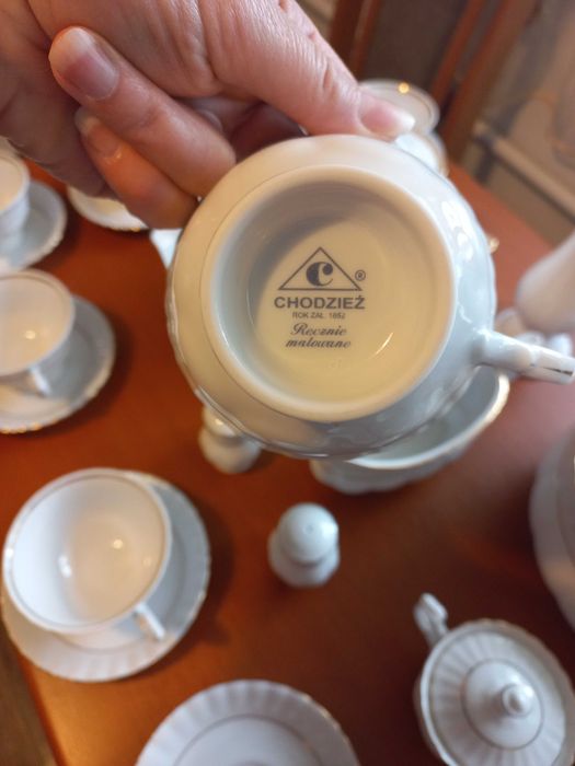 Porcelana Chodzież Iwona Złota Linia 28el. Zastawa kawowa Prezent Ślub