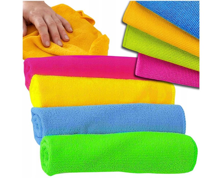 Zestaw 4 Ścierek Szmatek z Mikrofibry do Czyszczenia Kuchenne 30x30cm