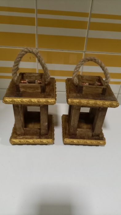 Lanternas estilo rústico suporte velas e de parede