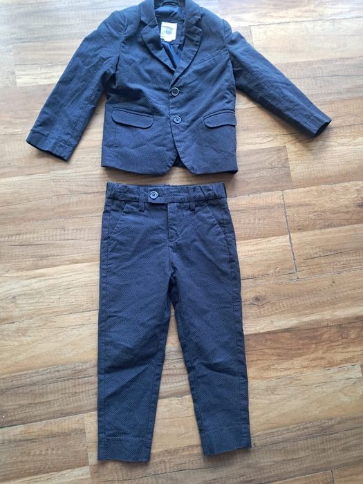 Garnitur bawełniany granatowy 98 cool club kropki smyk wesele chrzest