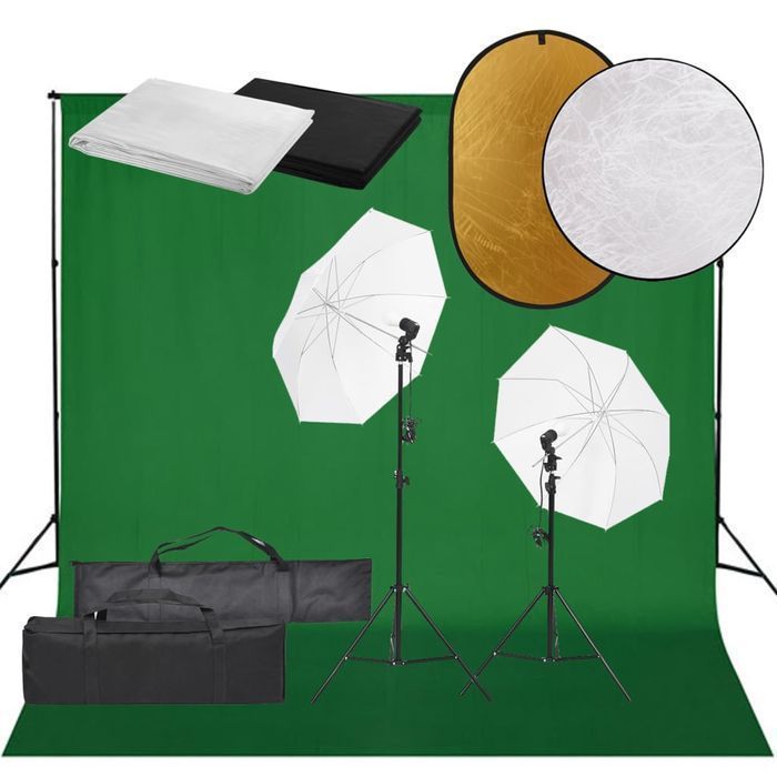 Vidaxl Fotograficzny Zestaw Studyjny Z Lampami, Tłem I Blendami