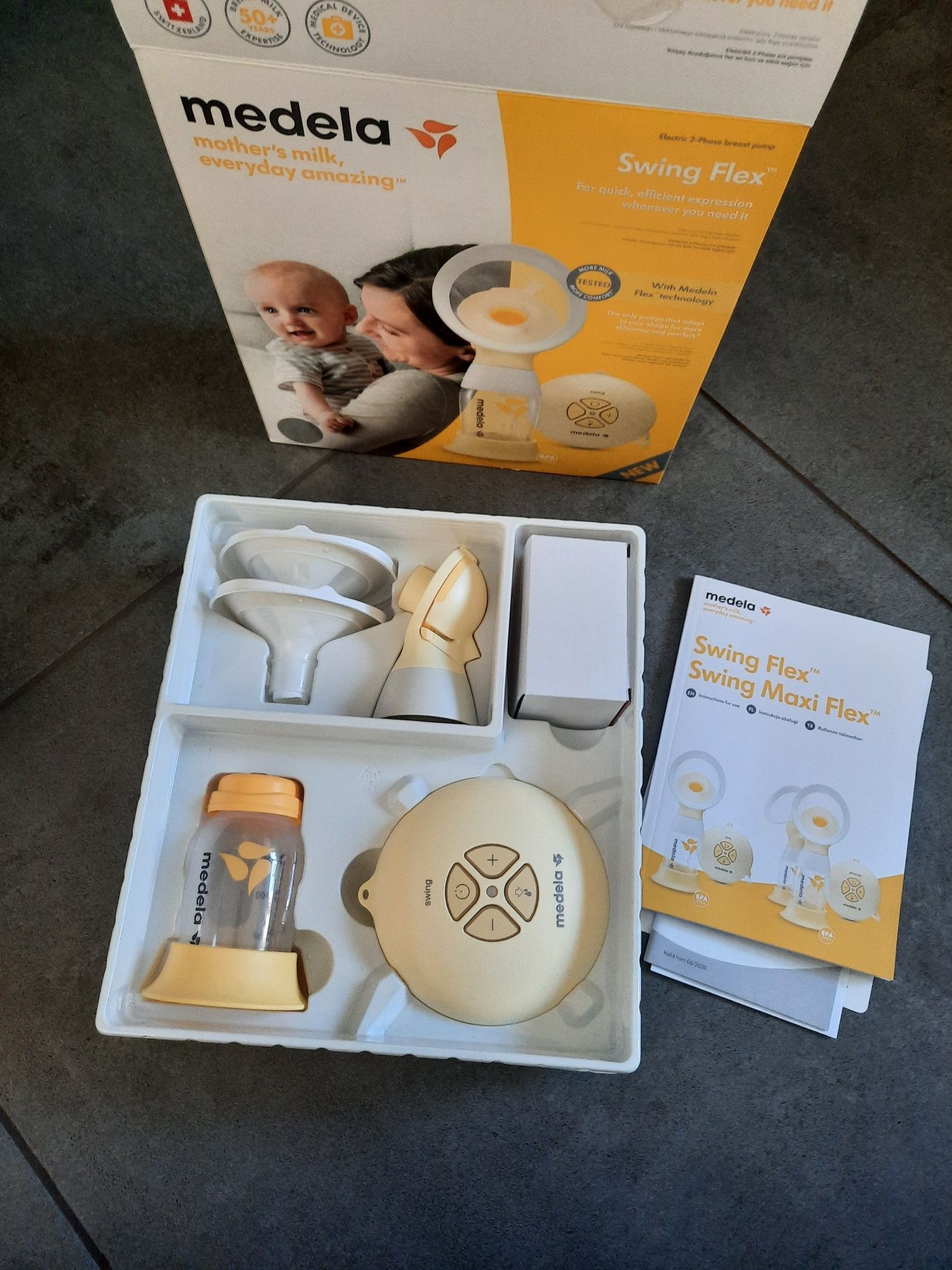 Laktator Medela Swing Flex + 3 butelki Medela