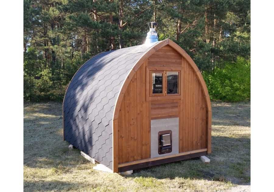 Sauna ogrodowa drewniana IGLO 2,5x2,34m beczka, ruska bania, fińska