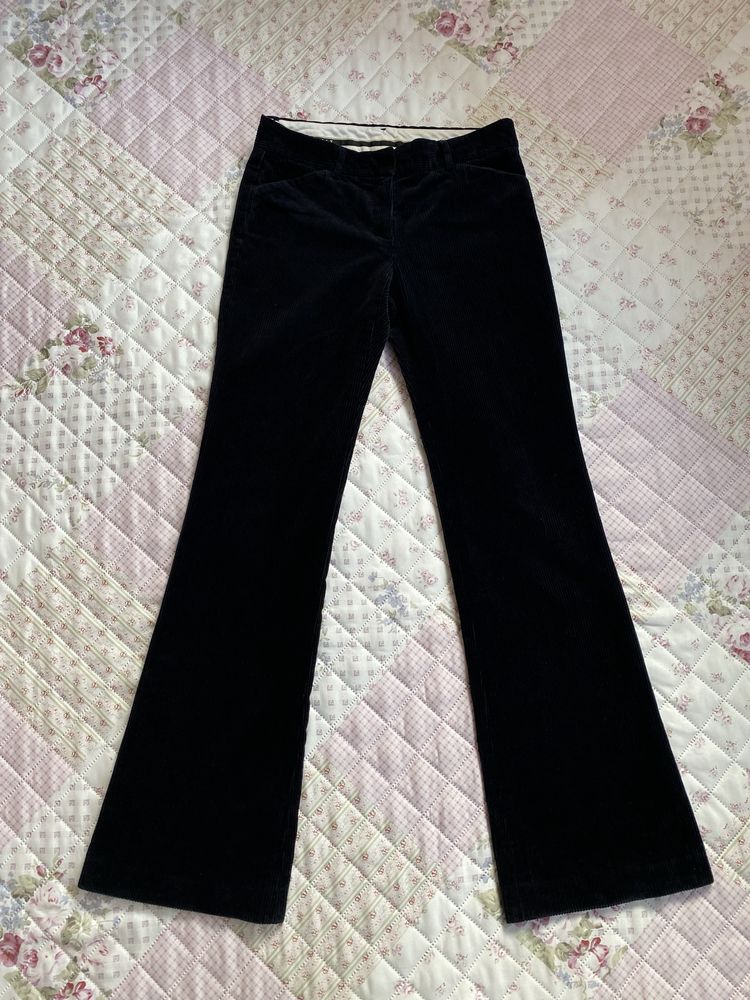 Czarne spodnie sztruksowe sztruksy dzwony XS 34 theory vintage 00s