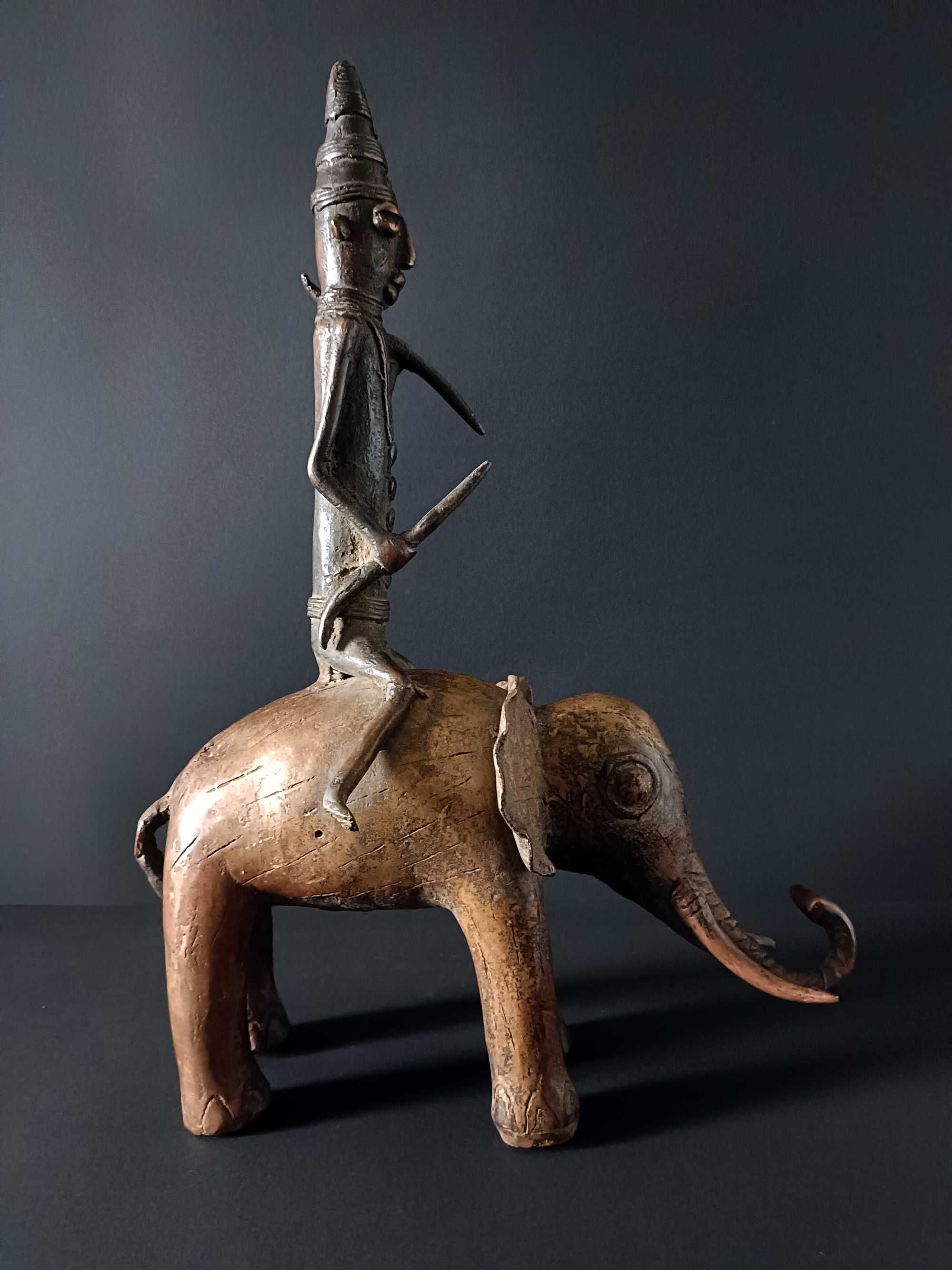 Jeździec Sao na słoniu Afrykański Brąz Benin Dogon Czad Wosk tracony