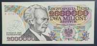 Banknoty Banknot 2 miliony złotych Paderewski UNC idealny